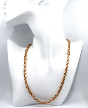 Load image into Gallery viewer, 18K ROSE PINK GOLD CHAIN NECKLACE 17.7", ROUND CIRCLE ROLO BIG LINK 8.5x6.5mm.