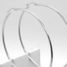 Load image into Gallery viewer, 18k white gold round circle earrings diameter 50 mm, width 2 mm, made in Italy.