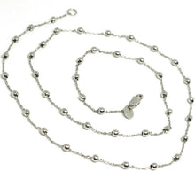 Cargar imagen en el visor de la galería, 18k white gold balls chain 2 mm, 35 inches long, sphere alternate oval rolo.