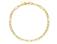 Charger l'image dans la galerie, 18K YELLOW GOLD BRACELET SQUARED OVAL PAPER CLIP 3x6mm & 3x10mm LINK LENGTH 7.1".