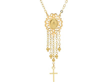 Load image into Gallery viewer, 18K YELLOW GOLD YELLOW GOLD NECKLACE WITH MIRACULOUS MADONNA AND FACETED SPHERES.