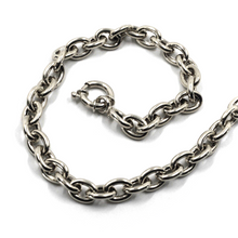 Cargar imagen en el visor de la galería, 18K WHITE GOLD BRACELET 20cm 7.9", ROUND CIRCLE ROLO BIG OVAL LINKS 8.5x6.5mm.