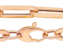 Charger l'image dans la galerie, 18K ROSE GOLD CHAIN SQUARED OVAL PAPER CLIP 4x15mm LINKS, 18" 45cm, ITALY MADE.