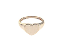 Cargar imagen en el visor de la galería, 18k white gold band smooth chevalier ring, central 10mm heart, made in Italy.