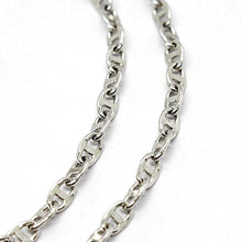 Cargar imagen en el visor de la galería, 18k white gold chain flat navy mariner oval bright link 2.5 mm, 20 inches.