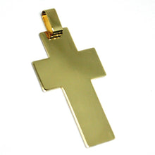 Load image into Gallery viewer, SOLID 18K YELLOW GOLD BIG 42mm FLAT CROSS, WORKED SATIN & SMOOTH MADE IN ITALY.