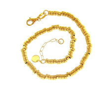Cargar imagen en el visor de la galería, 18K YELLOW GOLD BRACELET, 19cm 7.5", DISCS CIRCLES 4mm 0.16" ROW, MADE IN ITALY.