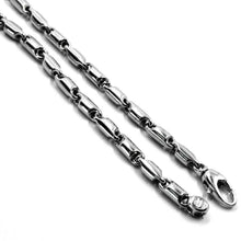 Load image into Gallery viewer, 18k white gold chain 3.5mm alternate rounded tube link 60cm 24", made in Italy.