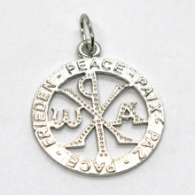 Load image into Gallery viewer, SOLID 18K WHITE GOLD MONOGRAM OF CHRIST PENDANT, PEACE, MEDAL, 0.8 INCHES.