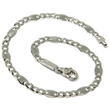 Cargar imagen en el visor de la galería, 18k white gold bracelet, alternate flat gourmette & oval links, made in Italy.