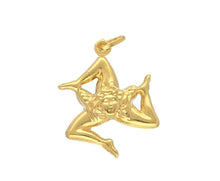 Load image into Gallery viewer, 18k yellow gold pendant, rounded Trinacria, length 25mm, two faces made in Italy.
