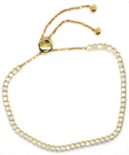 Load image into Gallery viewer, 18K YELLOW GOLD TENNIS BRACELET CUBIC ZIRCONIA 2.5 MM ADJUSTABLE SLIDING CLOSURE.