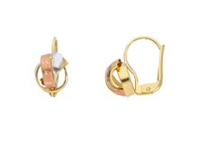 Load image into Gallery viewer, 18K YELLOW WHITE ROSE GOLD PENDANT 14mm EARRINGS ALTERNATE WORKED SEMISPHERES.