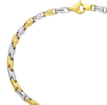 Load image into Gallery viewer, 18K YELLOW WHITE GOLD CHAIN 3.5mm ALTERNATE CROSSED SQUARED TUBE LINK 60cm 24".