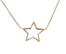 Load image into Gallery viewer, 18k white gold necklace 16mm central star, rolo oval 1mm chain 42cm 16.5&quot;.
