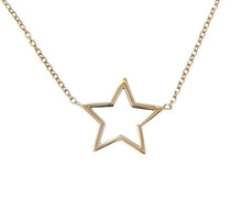 Load image into Gallery viewer, 18k white gold necklace 16mm central star, rolo oval 1mm chain 42cm 16.5".