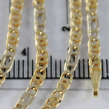 Load image into Gallery viewer, 18K YELLOW WHITE GOLD CHAIN 3 MM FLAT CLASSIC EYE LINK 19.7 INCH. MADE IN ITALY.