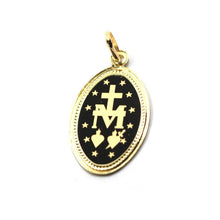 Load image into Gallery viewer, 18K YELLOW GOLD OVAL MIRACULOUS MEDAL 15x20mm VIRGIN MARY MADONNA FLAT PENDANT.