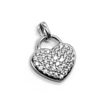 Load image into Gallery viewer, 18k white gold 16mm 0.63" rounded heart, zirconia pendant.