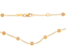 Cargar imagen en el visor de la galería, 18k rose gold necklace, alternate 1mm rolo chain & 3.5mm cubic zirconia, 18".