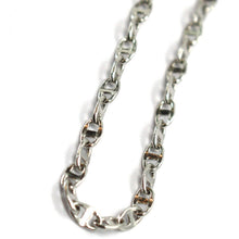 Cargar imagen en el visor de la galería, 18k white gold bracelet, crossed mariner links 2.8mm, bright, length 7.7".