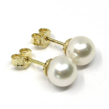 Load image into Gallery viewer, SOLID 18K YELLOW GOLD STUDS EARRINGS, SALTWATER AKOYA PEARLS, DIAMETER 7.5/8 MM.
