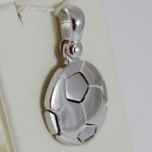 Load image into Gallery viewer, SOLID 18K WHITE GOLD SOCCER BALL PENDANT, SATIN CHARMS, FOOTBALL, MADE IN ITALY.
