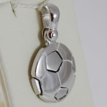 Load image into Gallery viewer, SOLID 18K WHITE GOLD SOCCER BALL PENDANT, SATIN CHARMS, FOOTBALL, MADE IN ITALY.