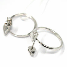 Load image into Gallery viewer, SOLID 18K WHITE GOLD EARRINGS, CIRCLE, SNAKE, WITH DIAMONDS, 20mm DIAMETER.