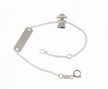 Cargar imagen en el visor de la galería, 18k white gold bracelet for kids with girl and cubic zirconia made in Italy.
