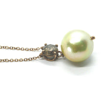 Cargar imagen en el visor de la galería, 18k rose gold necklace brown ct 1.07 diamond cream south sea 15mm pearl, rolo.