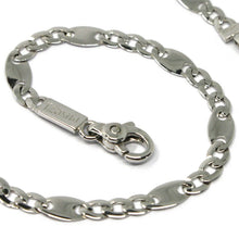 Cargar imagen en el visor de la galería, 18k white gold bracelet, alternate flat gourmette & oval links, made in Italy.