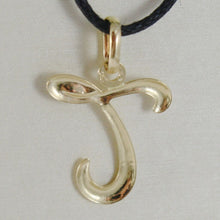 Load image into Gallery viewer, 18k yellow gold pendant charm initial letter T, slightly rounded slab 18mm.