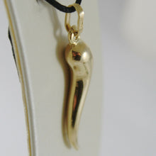 Load image into Gallery viewer, 18K YELLOW GOLD ROUNDED BIG LUCKY HORN CORNICELLO CHARM PENDANT SHINY 1.54 MADE IN ITALY.