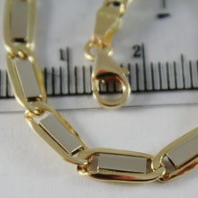 将图片加载到图库查看器,18k white & yellow gold bracelet flat oval 4 mm link, 7.7 inches, made in Italy.