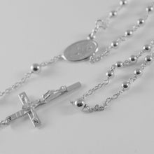 Cargar imagen en el visor de la galería, 18k white gold rosary necklace miraculous Mary medal & Jesus cross Italy made.