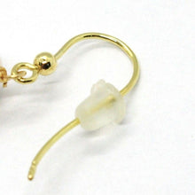 Cargar imagen en el visor de la galería, 18K YELLOW GOLD EARRINGS SMOKY QUARTZ POTTERY CERAMIC DROP HAND PAINTED IN ITALY.