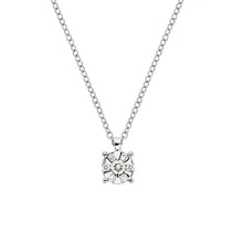 Charger l'image dans la galerie, 18K WHITE GOLD ORSINI NECKLACE WITH DIAMOND 0.11 AND ROLO CHAIN MADE IN ITALY.