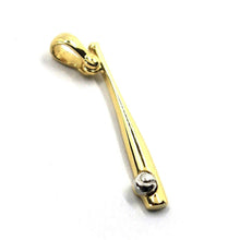 Load image into Gallery viewer, SOLID 18K YELLOW WHITE GOLD 27mm 1.06" BASEBALL BAT WITH BALL PENDANT ITALY MADE.