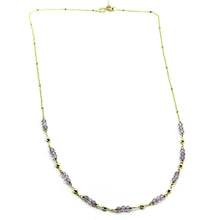 Cargar imagen en el visor de la galería, 18k yellow gold 18" 45cm necklace faceted purple amethyst 3mm balls, rolo chain.