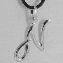 Charger l'image dans la galerie, 18K WHITE GOLD PENDANT CHARM INITIAL LETTER N, MADE IN ITALY 0.9 INCHES, 23 MM.
