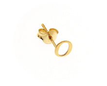 Cargar imagen en el visor de la galería, 18K YELLOW GOLD BUTTON SINGLE EARRING, FLAT SMALL LETTER INITIAL O 6mm 0.24".