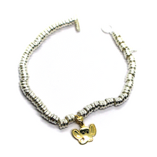 Load image into Gallery viewer, 925 STERLING SILVER CIRCLES BRACELET, 9K YELLOW GOLD 12mm PUPPY ELEPHANT PENDANT.