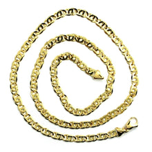 Load image into Gallery viewer, SOLID 18K YELLOW GOLD CHAIN BIG TIGER EYE INFINITY FLAT LINKS 4.5 mm, 24", 60cm.