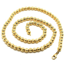 Load image into Gallery viewer, 18K YELLOW GOLD CHAIN FINELY WORKED SPHERES 5 MM DIAMOND CUT, FACETED 16", 40 CM.