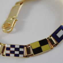 Load image into Gallery viewer, massive solid 18k yellow gold bracelet with glazed nautical flags, made in Italy.
