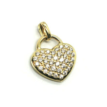 Load image into Gallery viewer, 18K YELLOW GOLD 16mm 0.63" ROUNDED HEART, ZIRCONIA PENDANT.