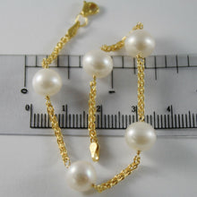 Load image into Gallery viewer, 9k yellow gold bracelet with white pearls 9 mm 18.5 cm, 7.3 inches made in Italy.