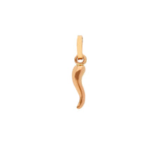 Cargar imagen en el visor de la galería, 18K ROSE GOLD SMALL 12mm 0.47" ROUNDED LUCKY HORN CORNICELLO PENDANT SMOOTH BRIGHT.