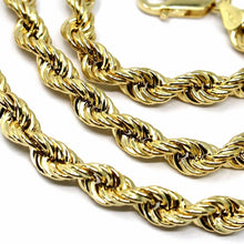 Charger l'image dans la galerie, 18k yellow gold hollow chain necklace big 5.5 mm braid big rope link 19.7, made in Italy.